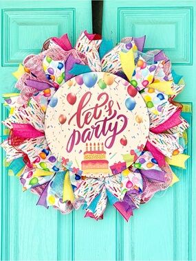 Let's Party Colorful Birthday Wreath